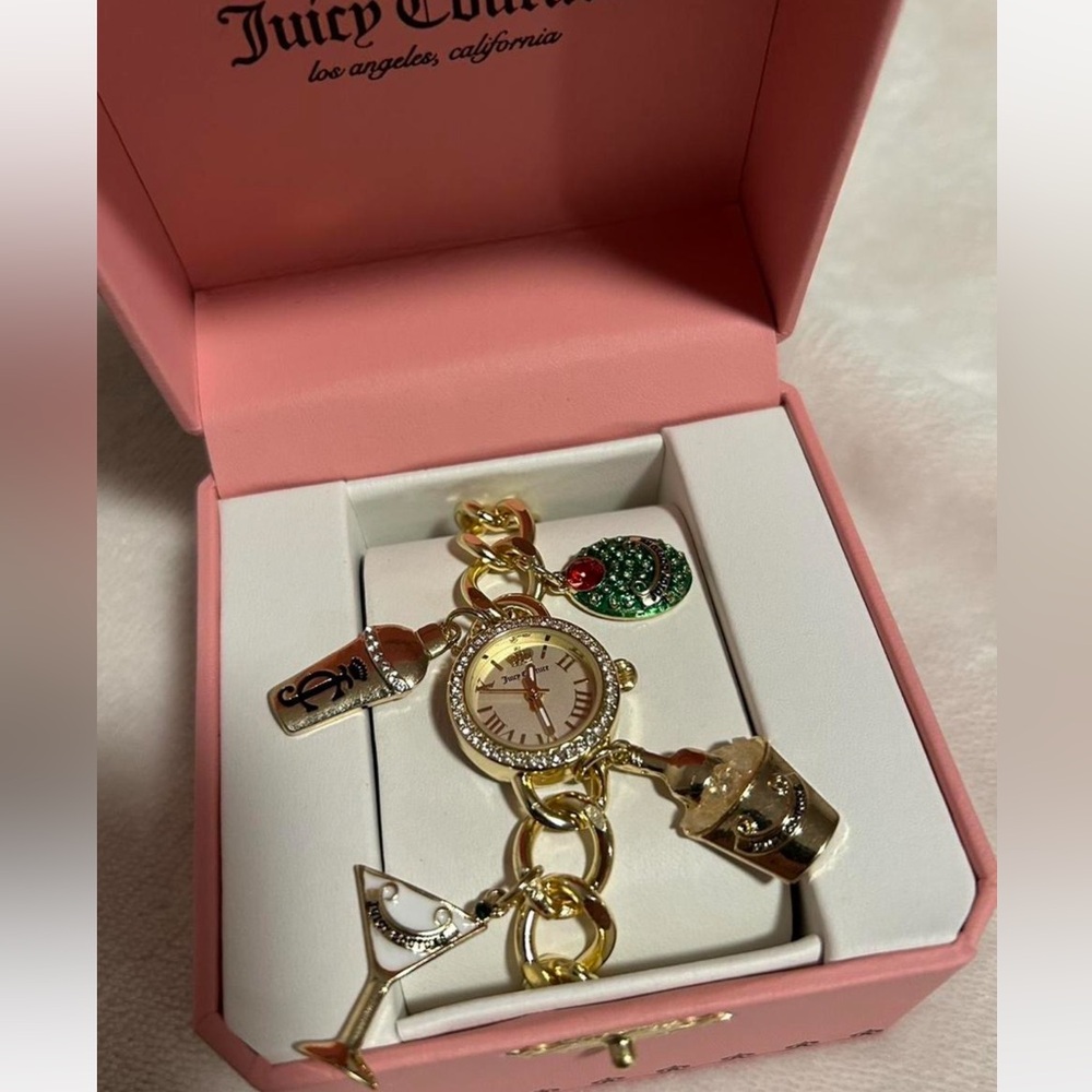 Juicy Couture gold watch with charms & Rhinestones